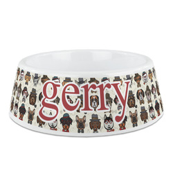 Hipster Dogs Plastic Dog Bowl - Medium (Personalized)