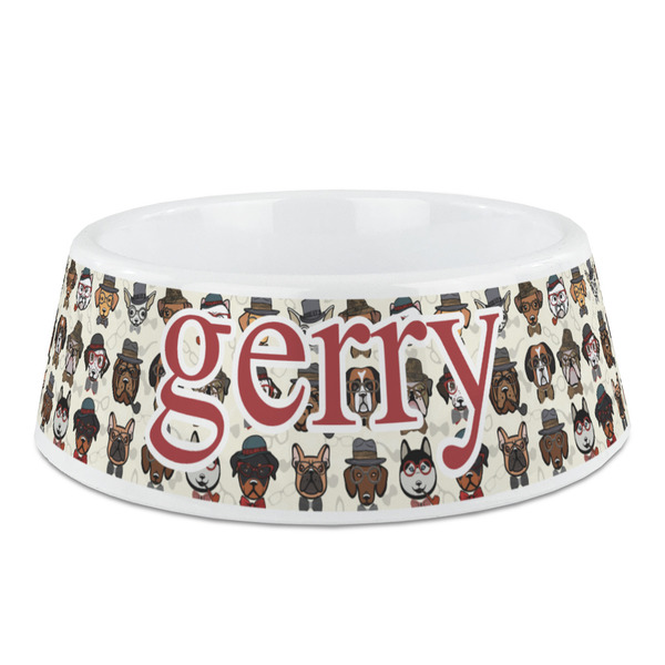 Custom Hipster Dogs Plastic Dog Bowl - Medium (Personalized)