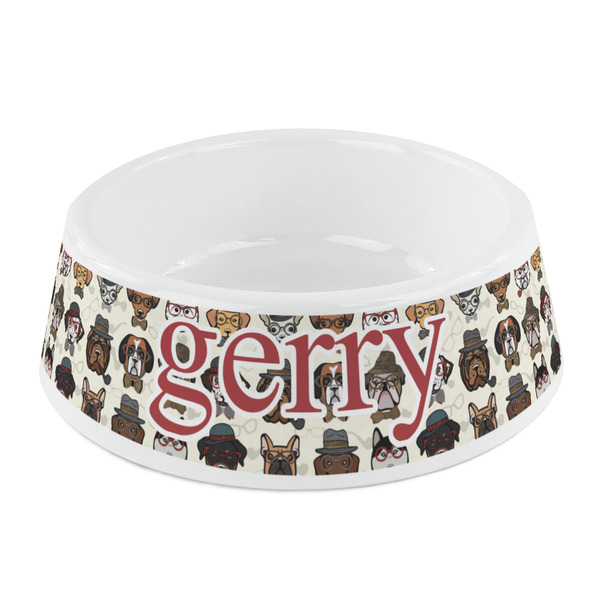 Custom Hipster Dogs Plastic Dog Bowl - Small (Personalized)