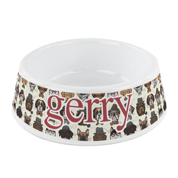 Custom Hipster Dogs Plastic Dog Bowl - Small (Personalized)