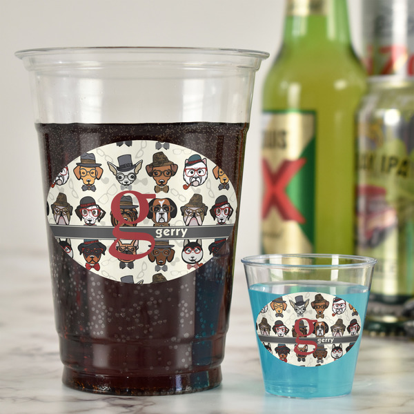Hipster Dogs Plastic Shot Glasses - In Context