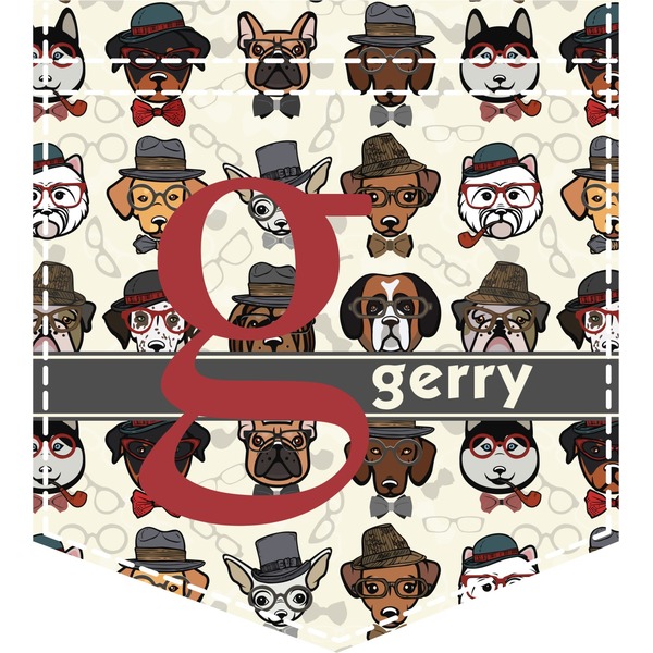 Custom Hipster Dogs Iron On Faux Pocket (Personalized)