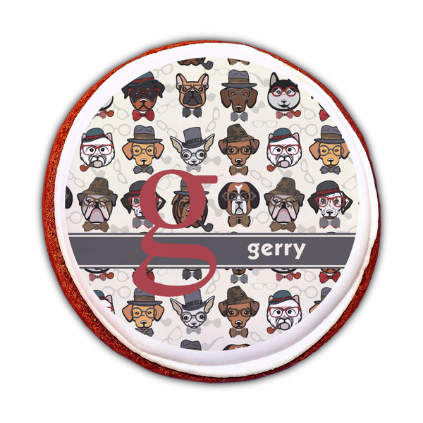 Hipster Dogs Printed Icing Circle - Medium - On Cookie