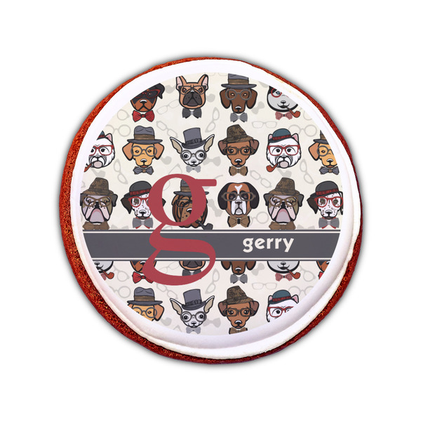 Hipster Dogs Printed Icing Circle - Small - On Cookie