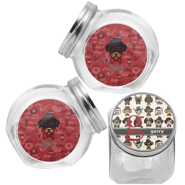 Hipster Dogs Puppy Treat Jar - Top Left Right