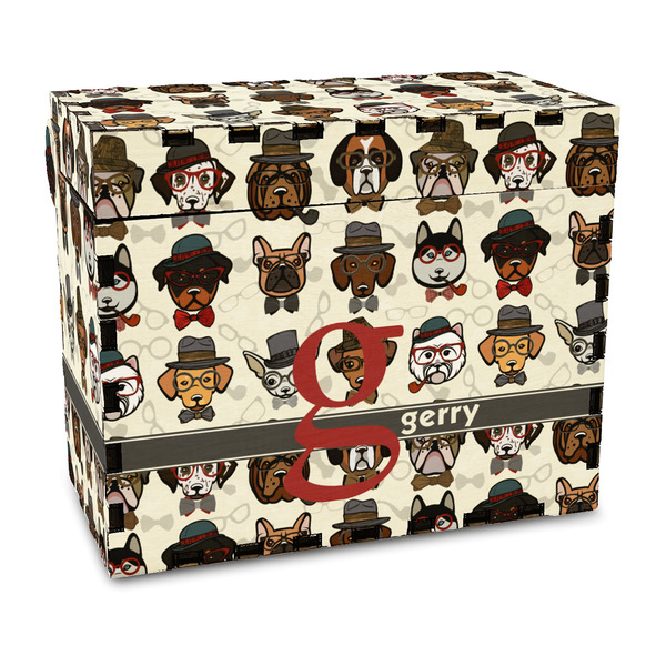 Custom Hipster Dogs Wood Recipe Box - Full Color Print (Personalized)
