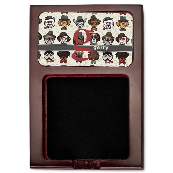 Hipster Dogs Red Mahogany Sticky Note Holder - Flat