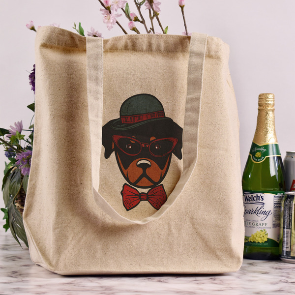 Hipster Dogs Reusable Cotton Grocery Bag - In Context