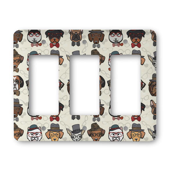 Custom Hipster Dogs Rocker Style Light Switch Cover - Three Switch