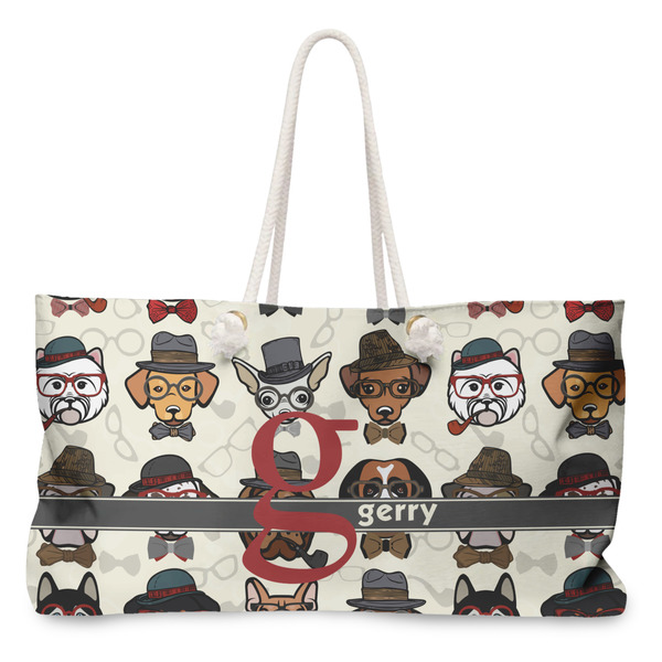 Custom Hipster Dogs Large Tote Bag with Rope Handles (Personalized)