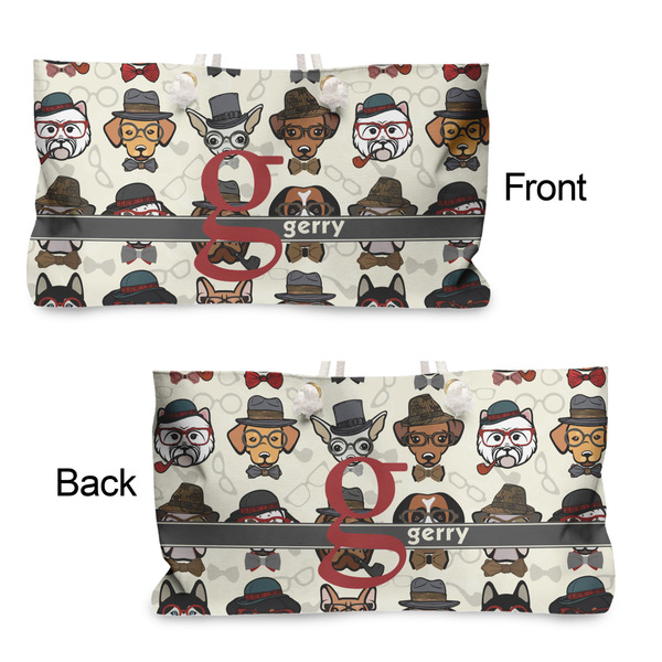 Hipster Dogs Large Rope Tote - From & Back View
