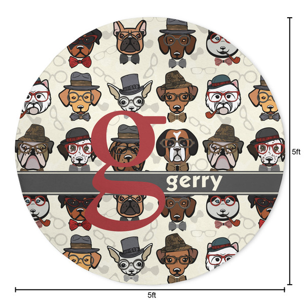 Hipster Dogs Round Area Rug - Size