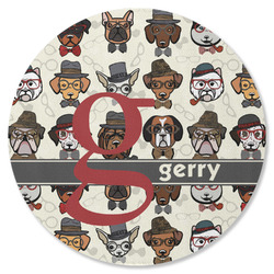 Hipster Dogs Round Rubber Backed Coaster (Personalized)