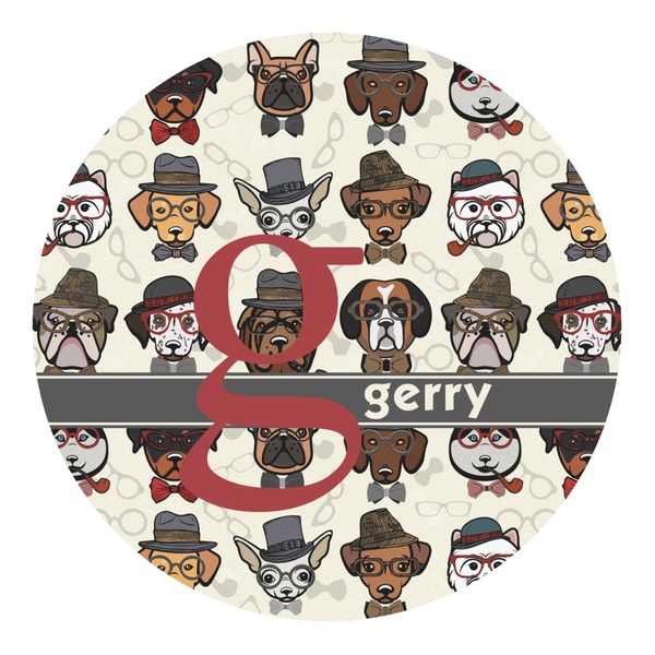 Custom Hipster Dogs Round Decal (Personalized)