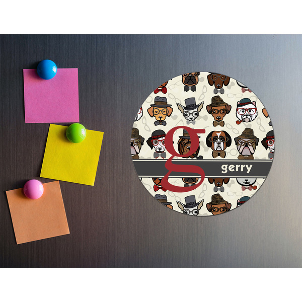 Hipster Dogs Round Fridge Magnet - LIFESTYLE