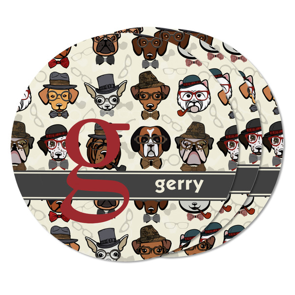 Hipster Dogs Round Fridge Magnet - THREE