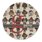 Hipster Dogs Round Linen Placemat (Personalized)