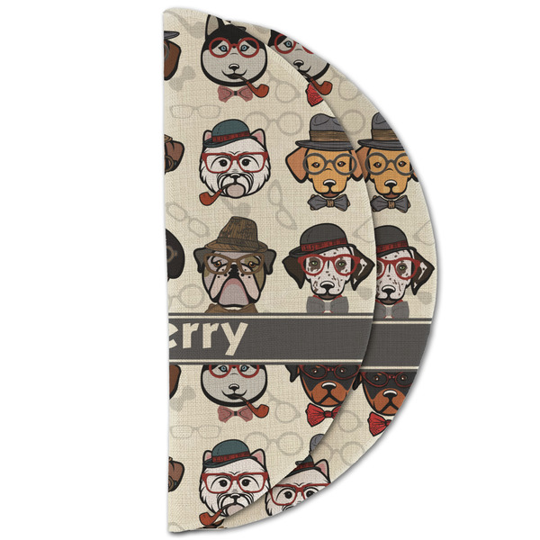 Hipster Dogs Round Linen Placemats - HALF FOLDED (double sided)