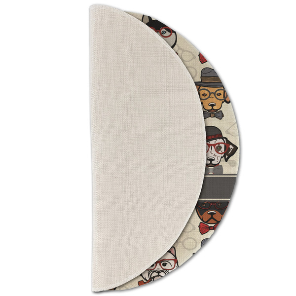 Hipster Dogs Round Linen Placemats - HALF FOLDED (single sided)