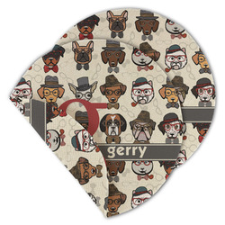 Hipster Dogs Round Linen Placemat - Double Sided - Set of 4 (Personalized)