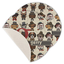 Hipster Dogs Round Linen Placemat - Single Sided - Set of 4 (Personalized)