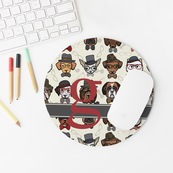 Hipster Dogs Round Mousepad - LIFESTYLE 2