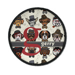Hipster Dogs Iron On Round Patch w/ Name and Initial