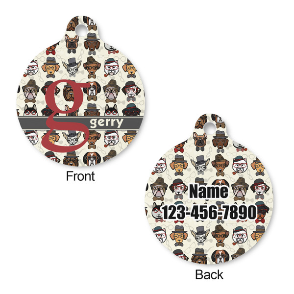 Hipster Dogs Round Pet ID Tag - Large - Approval