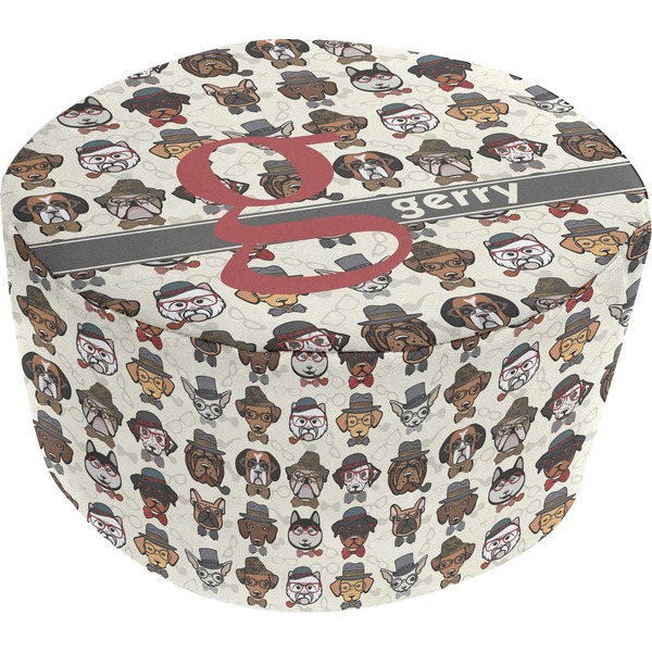 Custom Hipster Dogs Round Pouf Ottoman (Personalized)