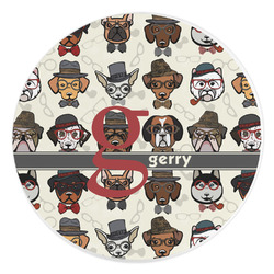 Hipster Dogs Round Stone Trivet (Personalized)