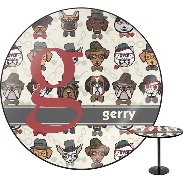 Custom Hipster Dogs Round Table - 24" (Personalized)