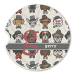 Hipster Dogs Sandstone Car Coaster - Single (Personalized)