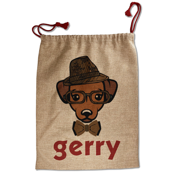 Custom Hipster Dogs Santa Sack - Front
