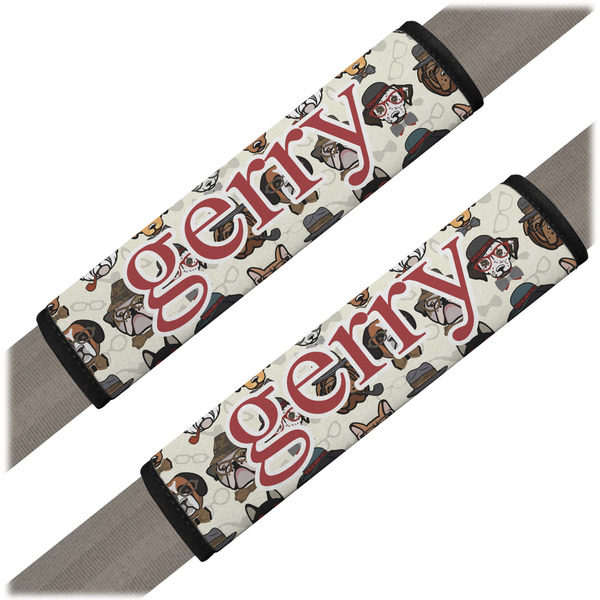 Custom Hipster Dogs Seat Belt Covers (Set of 2) (Personalized)
