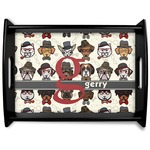Hipster Dogs Black Wooden Tray - Large (Personalized)
