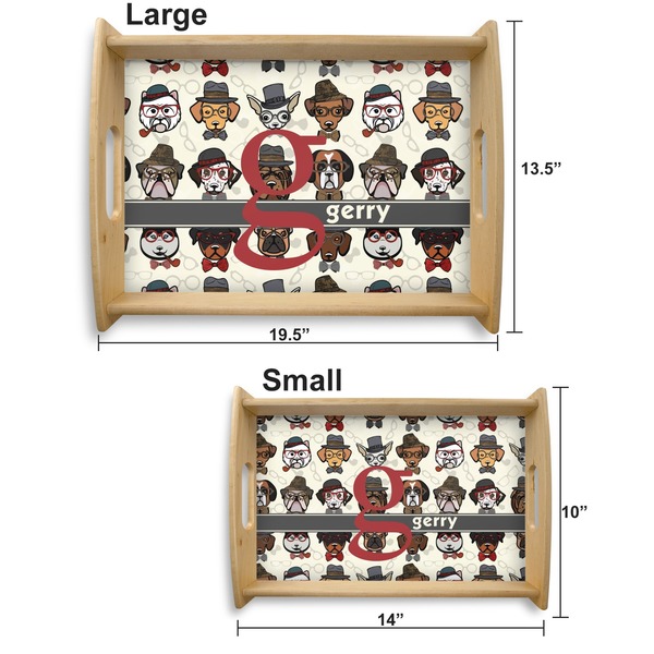 Hipster Dogs Serving Tray Wood Sizes