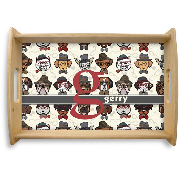 Custom Hipster Dogs Natural Wooden Tray - Small (Personalized)