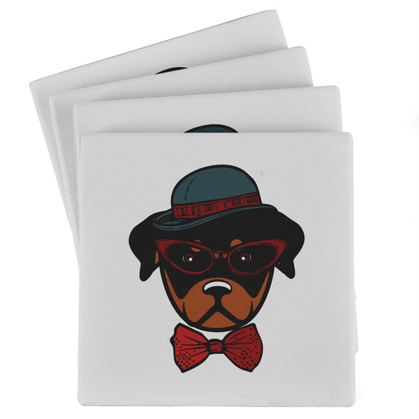 Custom Hipster Dogs Absorbent Stone Coasters - Set of 4