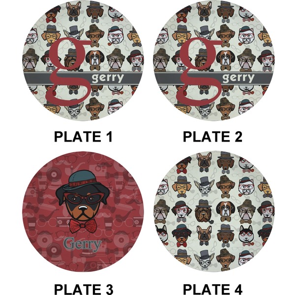 Hipster Dogs Set of Appetizer / Dessert Plates (Approval)