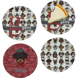 Hipster Dogs Set of 4 Glass Appetizer / Dessert Plate 8" (Personalized)