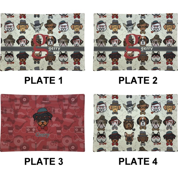 Hipster Dogs Set of Rectangular Appetizer / Dessert Plates (Approval)