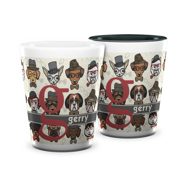 Custom Hipster Dogs Ceramic Shot Glass - 1.5 oz (Personalized)
