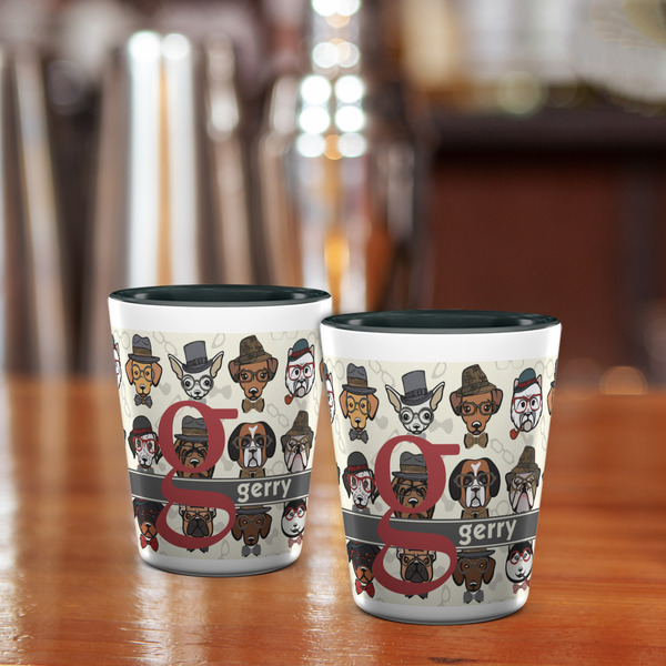 Hipster Dogs Shot Glass - Two Tone - LIFESTYLE