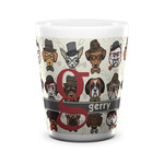 Hipster Dogs Ceramic Shot Glass - 1.5 oz - White - Set of 4 (Personalized)