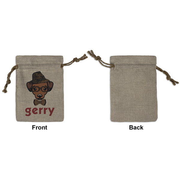 Hipster Dogs Small Burlap Gift Bag - Front Approval