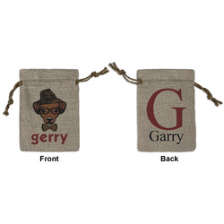 Hipster Dogs Small Burlap Gift Bag - Front & Back (Personalized)