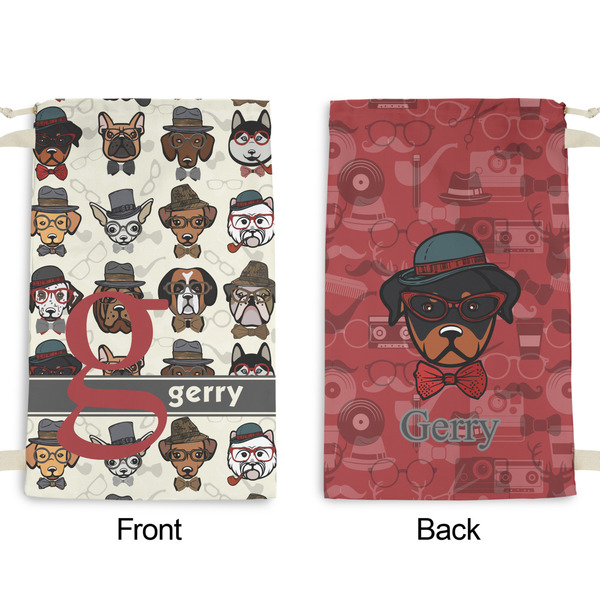 Hipster Dogs Small Laundry Bag - Front & Back View