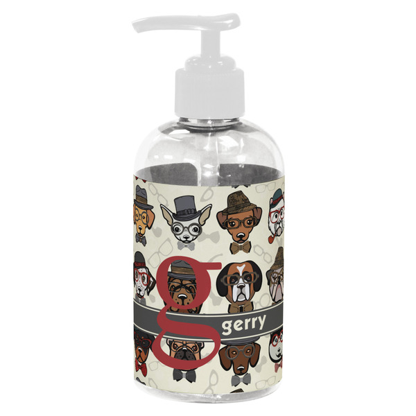 Custom Hipster Dogs Plastic Soap / Lotion Dispenser (8 oz - Small - White) (Personalized)
