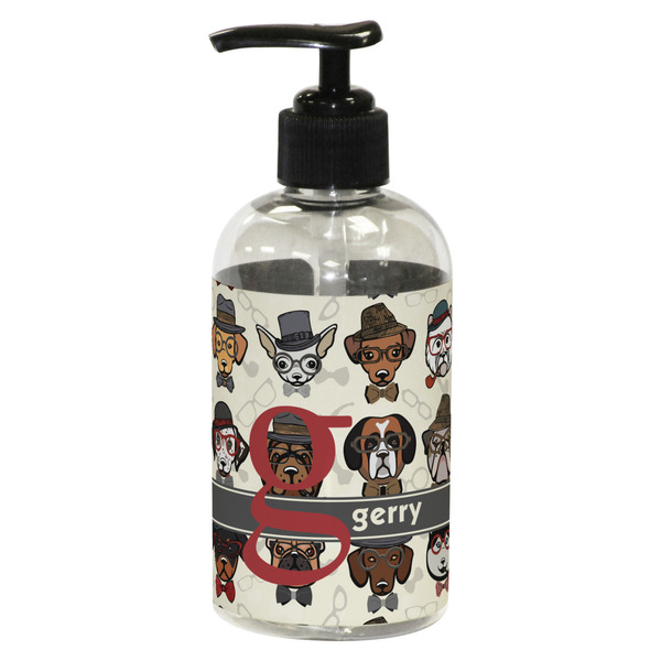 Custom Hipster Dogs Plastic Soap / Lotion Dispenser (8 oz - Small - Black) (Personalized)