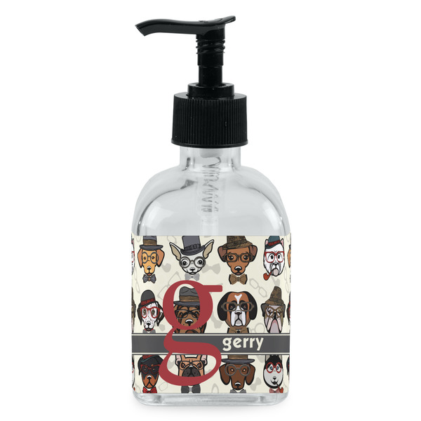 Custom Hipster Dogs Glass Soap & Lotion Bottle - Single Bottle (Personalized)